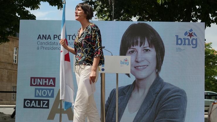 A candidata do BNG á Xunta, Ana Pontón, durante un mitin / BLOQUE NACIONALISTA GALEGO