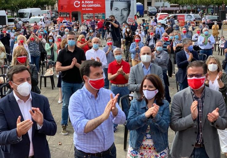 O presidente da Deputación da Coruña, Valentín González Formoso; Gonzalo Caballero; a portavoz no Congreso do PSOE, Adriana Lastra, e o alcalde de Ferrol, Ángel Mato 