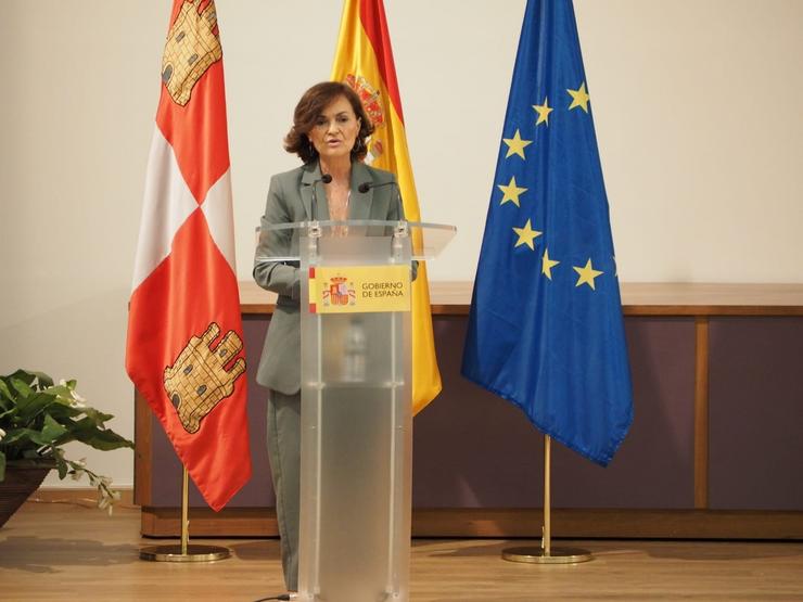 A vicepresidenta primeira do Goberno e ministra da Presidencia, Relacións coas Cortes e Memoria Democrática, Carmen Calvo.. DELEGACIÓN DO GOBERNO 
