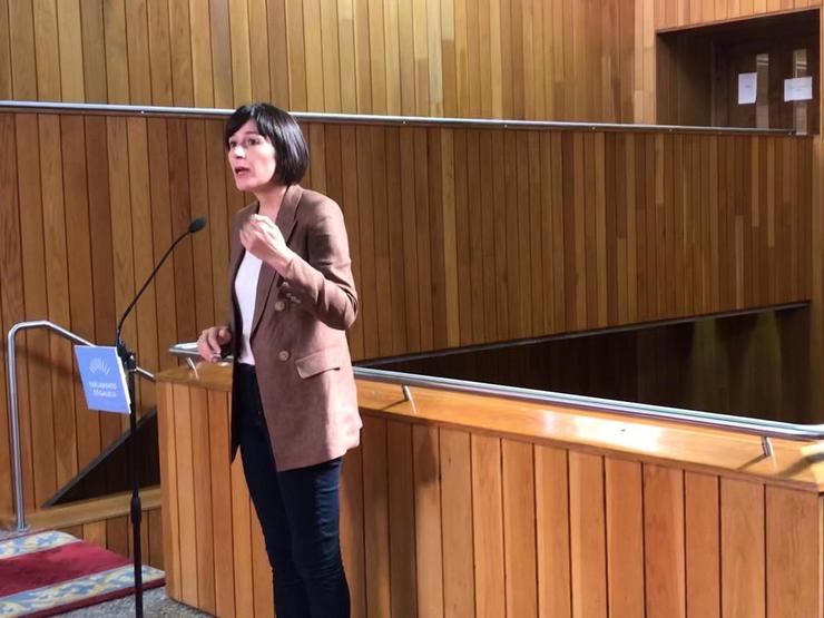 Ana Pontón, portavoz nacional do BNG, na primeira reacción tras o discurso de investidura de Feijóo / Europa Press