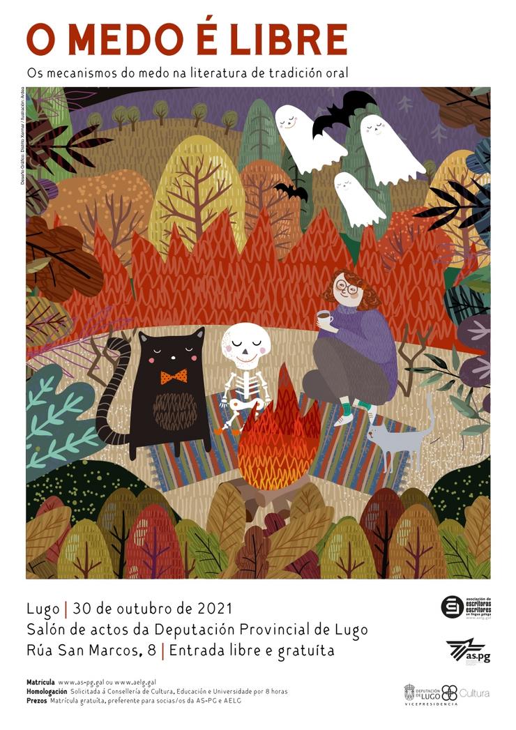 Cartel de "O medo é libre. Os mecanismos do medo na literatura de tradición oral”, da AELG