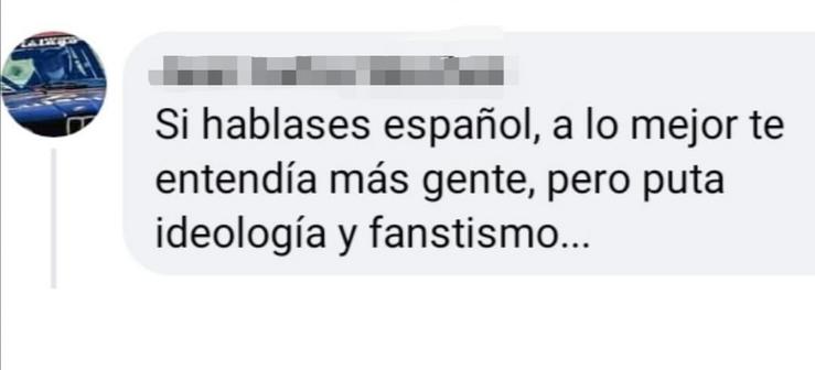 Comentario que recibiu Rogelio Santos Queiruga nun dos seus vídeos en galego - @orgullo.galego
