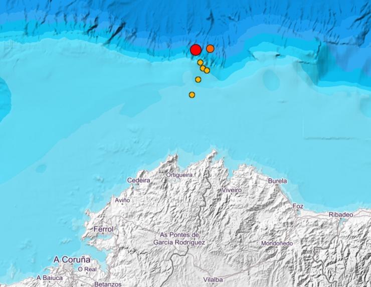 Captura dos terremotos rexistrados polo Instituto Xeográfico Nacional (IGN) nos últimos tres días, a 31 de outubro de 2021 / IGN.