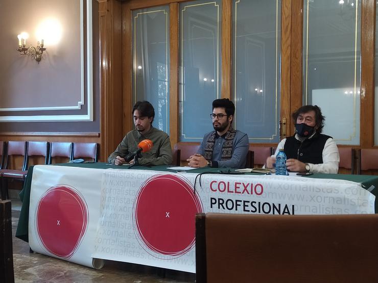 Mohammad Ali Hoseini, un xornalista afgán refuxiado en Galicia, en rolda de prensa en Ourense.