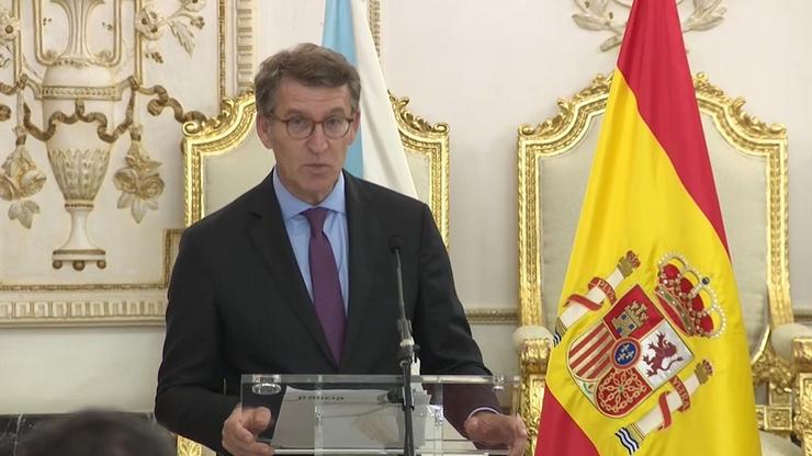 O presidente da Xunta, Alberto Núñez Feijóo, comparece xunto co presidente de Ceuta, Juan Vivas.. CAPTURA 