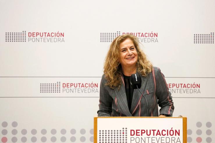 A presidenta da Deputación de Pontevedra, Carmela Silva, en rolda de prensa.. DEPUTACIÓN DE PONTEVEDRA 