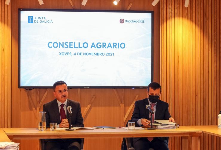 O conselleiro de Medio Rural, José González, no Consello Agrario. XUNTA / Europa Press