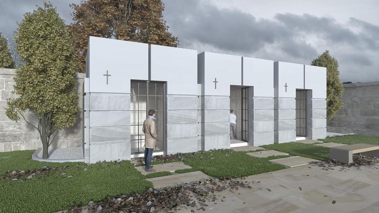 Recreación dos columbarios que se queren construír. Foto: Prensa Concello de Verín.
