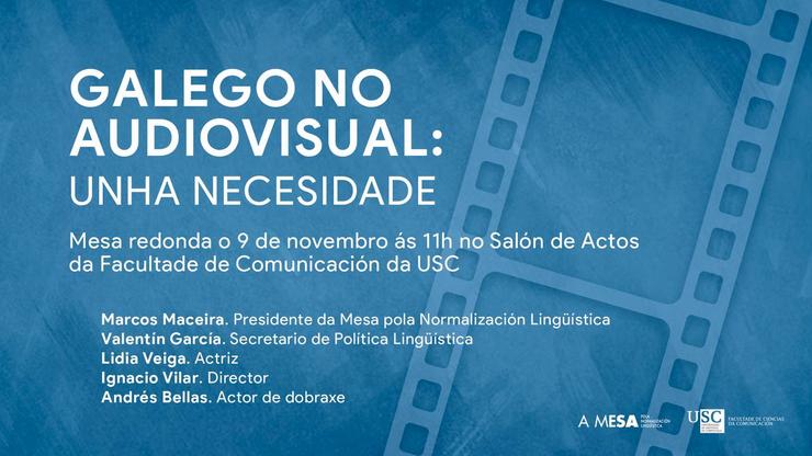 Cartel da Mesa Redonda que terá lugar mañá na facultade de comunicación da USC