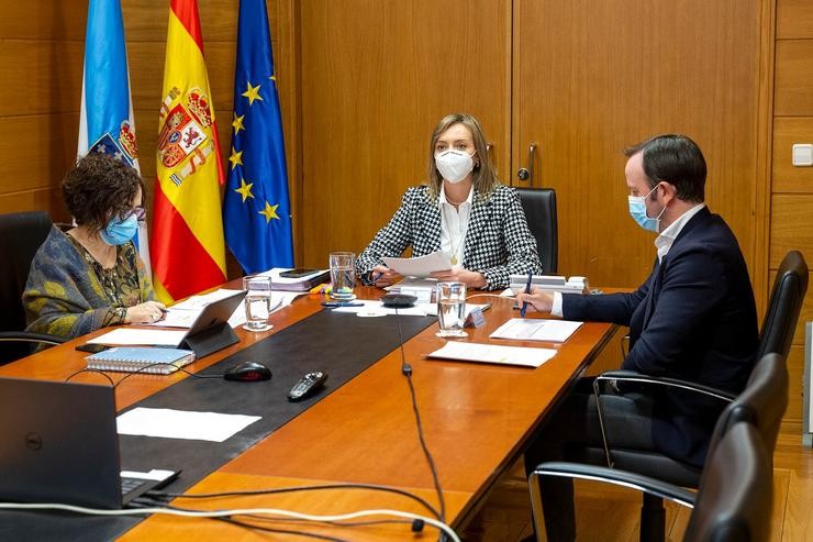 A conselleira de Política Social, Fabiola García, participa, por videoconferencia, na reunión ordinaria do Consello Territorial de Servizos Sociais. XOÁN CRESPO / Europa Press