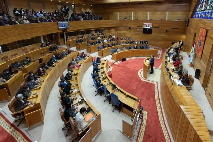 O presidente da Xunta, Alberto Núñez Feijóo, intervén na sesión solemne do 40 aniversario do Parlamento de Galicia. DAVID CABEZÓN @ XUNTA 