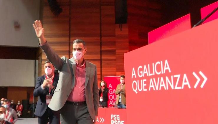 O presidente do Goberno, Pedro Sánchez, intervén na calusra do XIV Congreso do PSdG- PSOE / Europa Press