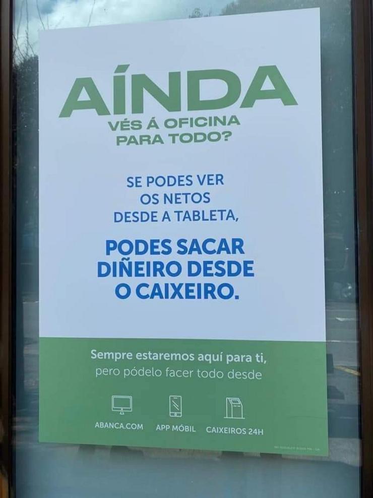 Cartaz de Abanca parte da campaña publicitaria que a entidade bancaria tivo que retirar tras recibir críticas/Twitter