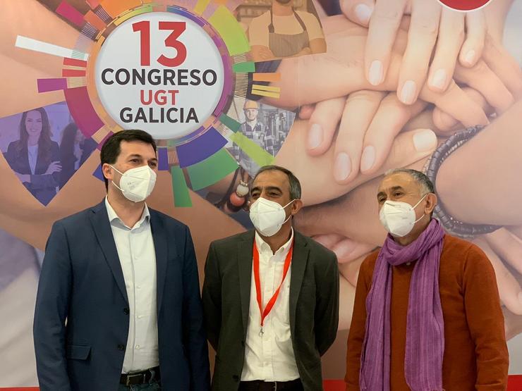 Gonzalo Caballero, José Antonio Gómez e Pepe Álvarez no 13º Congreso de UXT. PSDEG 