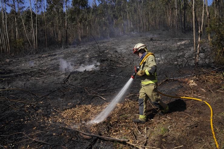 Un bombeiro apaga un incendio / Álvaro Ballesteros - Europa Press