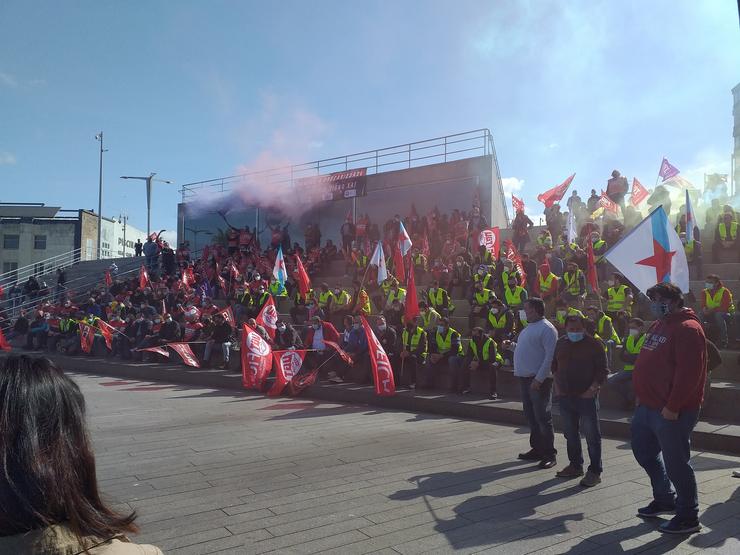 Asemblea de traballadores do sector Metal da provincia de Pontevedra, celebrada en Vigo. / Europa Press