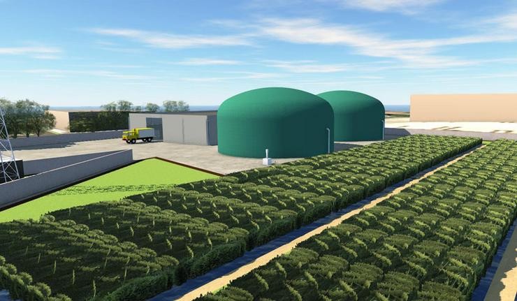 Recreación da planta de biogás no polígono do Ceao, en Lugo / LX