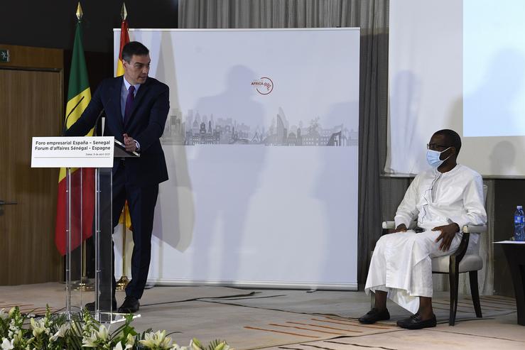 O presidente do Goberno central, Pedro Sánchez, en Senegal 