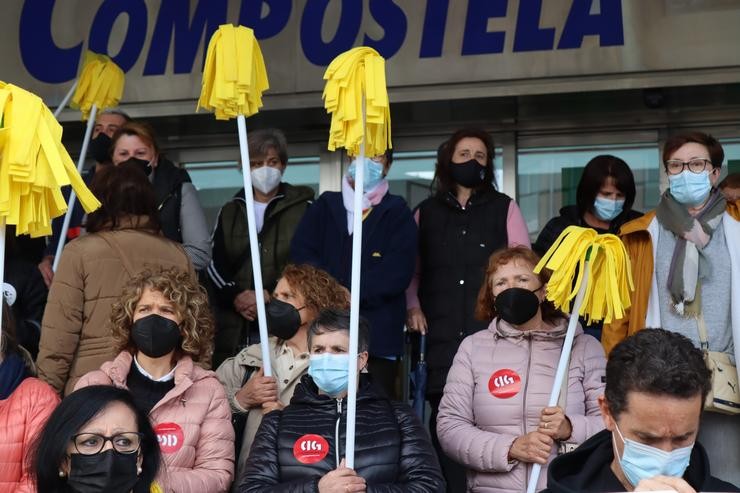 Protesta de traballadoras da limpeza en folga. CIG / Europa Press