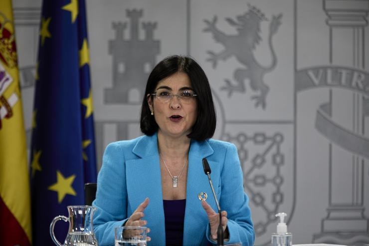 A ministra de Sanidade, Carolina Darias comparece nunha rolda de prensa posterior á reunión do Consello Interterritorial do Sistema Nacional de Saúde (CISNS) no Complexo da Moncloa, a 12 de maio de 2021, en Madrid (España). A incidencia acumul. EUROPA PRESS