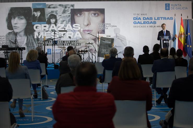 O presidente da Xunta, Alberto Núñez Feijóo, na homenaxe a Xela Arias polo Día dás Letras Galegas. ANA VARELA / Europa Press