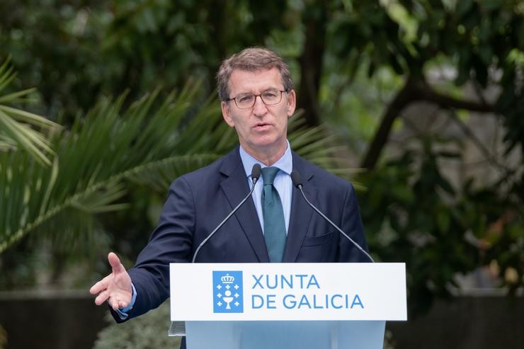 O presidente da Xunta, Alberto Núñez Feijóo, no acto de presentación da campaña turística 'Camiña a Galicia', no Hotel Pazo Os Escudos de Vigo.. DAVID CABEZÓN @ XUNTA DE GALICIA 