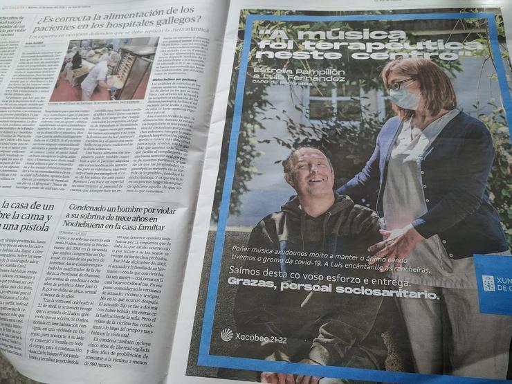 Campaña de publicidade e propaganda da Xunta no xornal La Voz de Galicia 