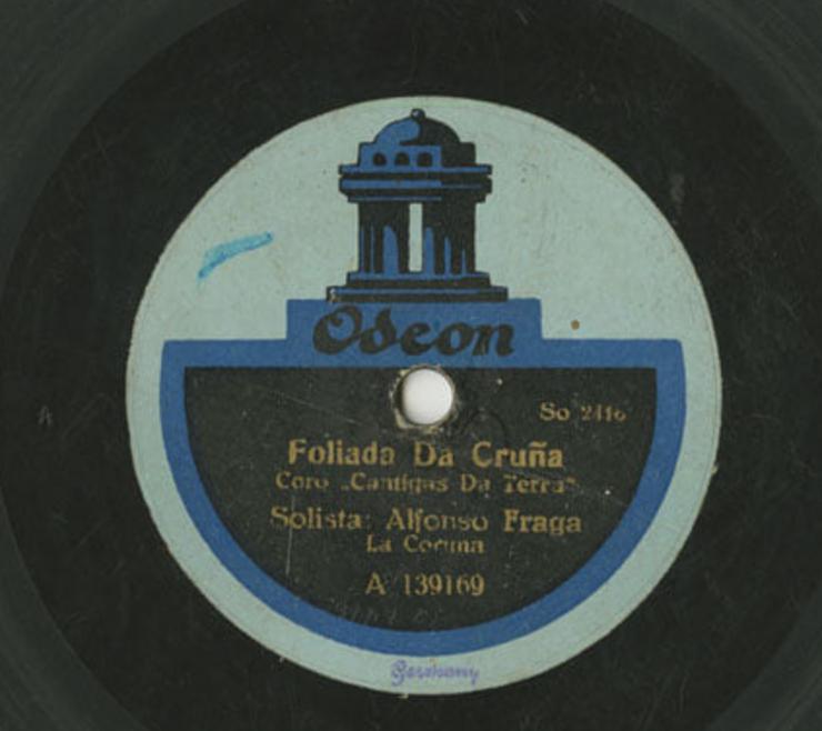 Portada dun dos discos de lousa gravados polo Coro Cántigas da Terra na Coruña en 1921/Cántigas da Terra