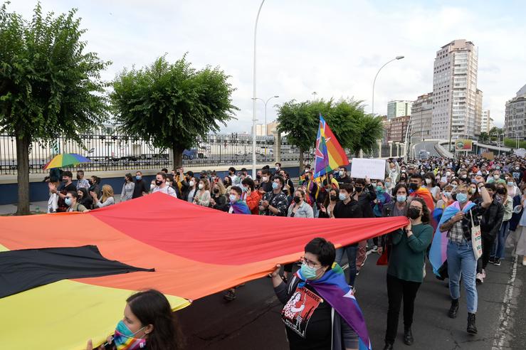 Concentración contra agresións LGTBfóbicas e en defensa de Samuel na Coruña. M. Dylan - Europa Press