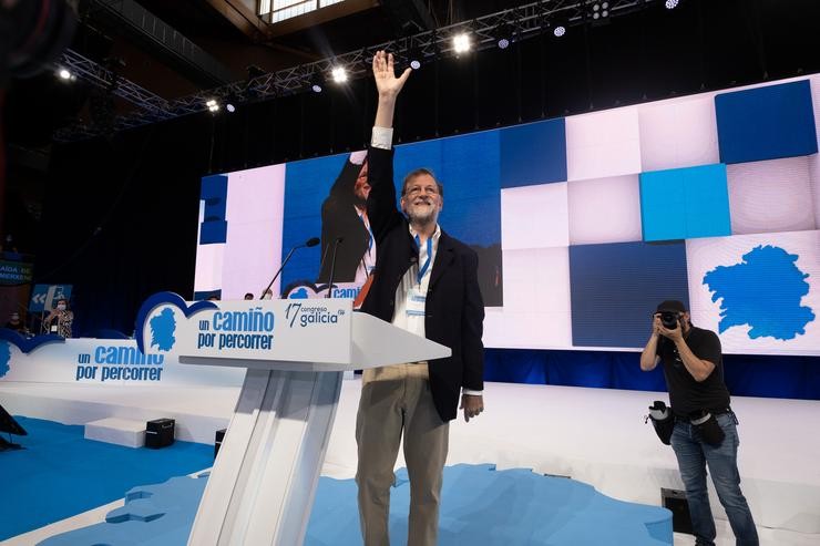 O expresidente do Goberno Mariano Rajoy, no 17 Congreso do PP de Galicia, a 17 de xullo de 2021, en Santiago de Compostela (Galicia).. César Arxina - Europa Press / Europa Press