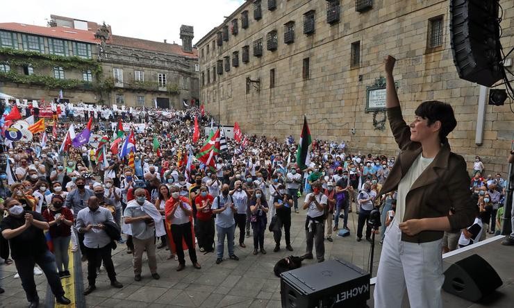 A portavoz nacional do BNG, Ana Pontón, durante a manifestación que convocou o partido con motivo do Día dá Patria Galega, a 25 de xullo de 2021, en Santiago de Compostela, Galicia (España).. César Arxina - Europa Press 