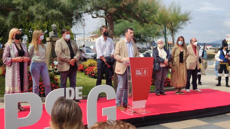 Gonzalo Caballero, secretario xeral do PSdeG, na súa intervención na ofrenda a Castelao con motivo do 25 de xullo. PSDEG TWITTER 