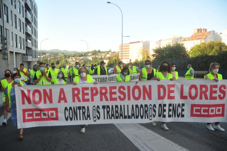 Varias decenas de persoas protestan nunha manifestación dos traballadores de Ence / Europa Press