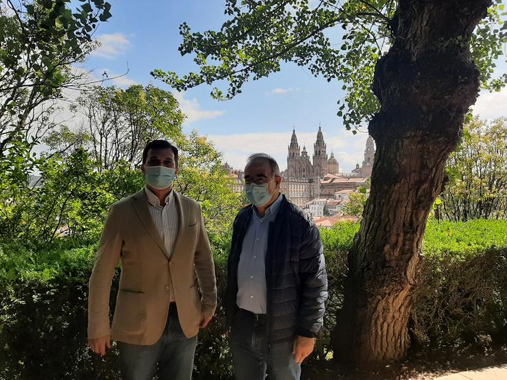 Gonzalo Caballero e Xosé Sánchez Bugallo nunha comparecencia conjuta este sábado en Santiago de Compostela 