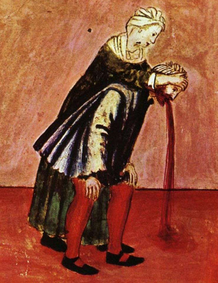 Ilustración dunha persoa vomitando / vómito, Taccuino Sanitatis