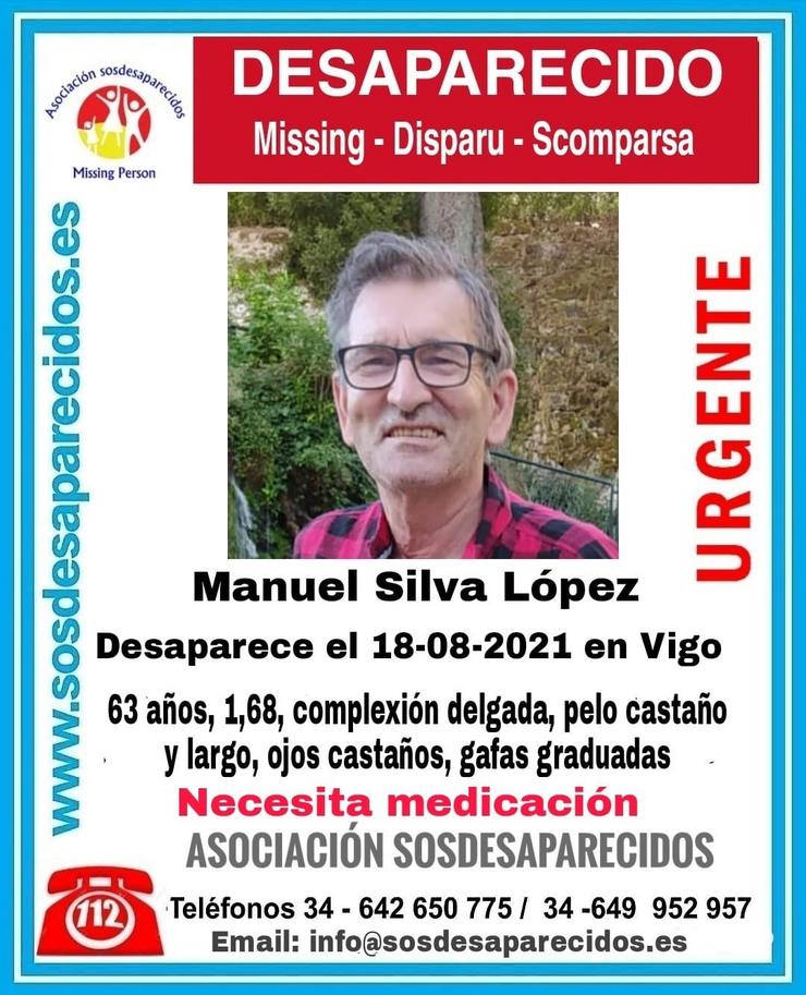 SOS Desaparecidos distribúe un cartel en busca dun home que falta en Vigo. SOS DESAPARECIDOS / Europa Press