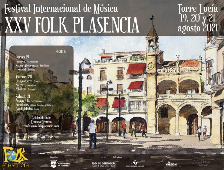Cartel do festival Folk de Plasencia. FESTIVAL FOLK 