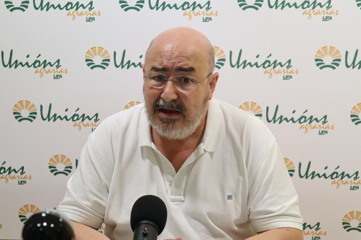 O secretario xeral de Unións Agrarias, Roberto García, en rolda de prensa. UNIÓNS AGRARIAS
