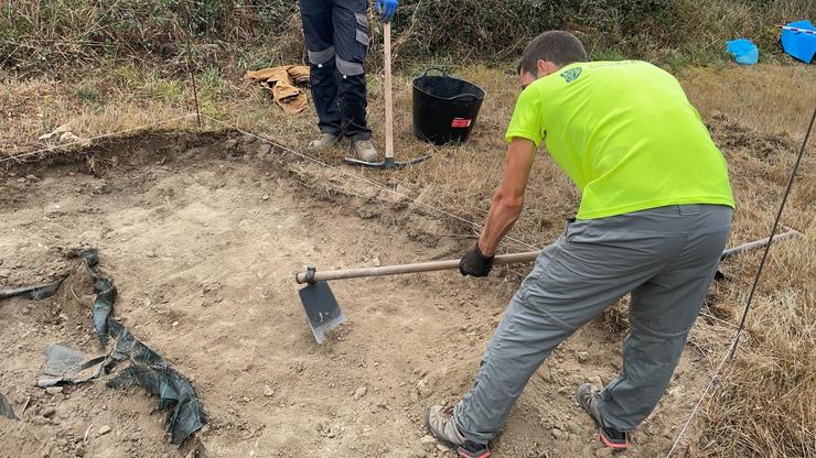 Fase da escavación do xacemento da vila romana de Proendos, en Sober (Lugo), impulsada pola Xunta e o Concello. 