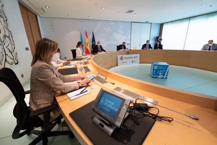 O titular do Goberno galego, Alberto Núñez Feijóo, preside a reunión do Consello da Xunta. Edificio Administrativo de San Caetano, Santiago de Compostela. DAVID CABEZÓN @ XUNTA / Europa Press