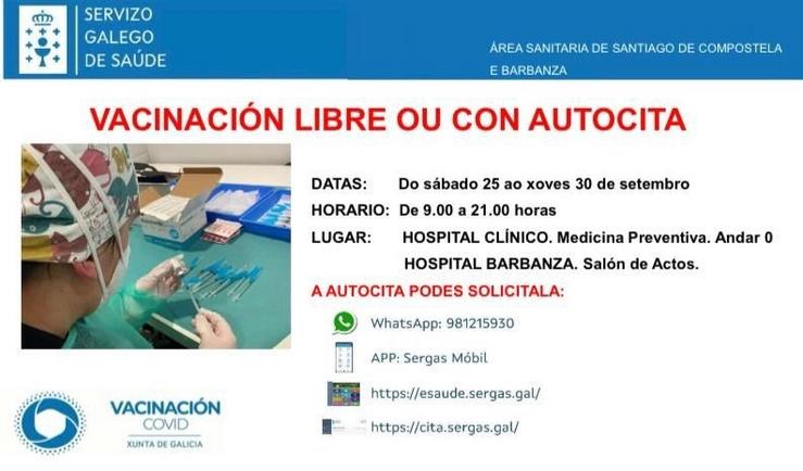 O Sergas habilita puntos de vacinación libre contra a Covid-19 nas sete áreas sanitaria 