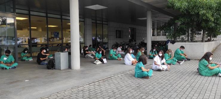 Protesta de alumnos de Medicamento en Santiago. ASEMBLEA ABERTA DE MEDICAMENTO / Europa Press