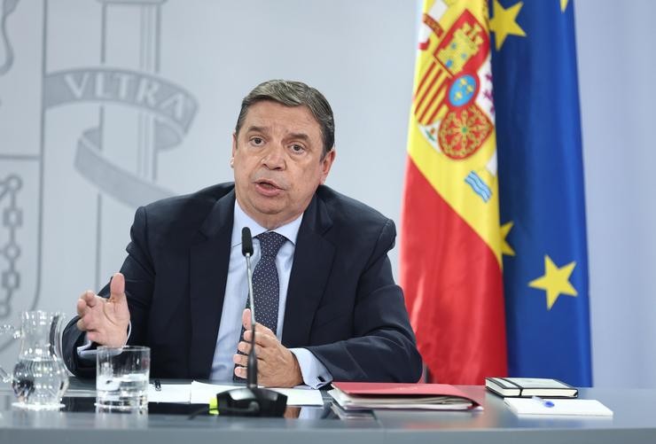 O ministro de Agricultura, Pesca e Alimentación, Luís Planas, intervén durante unha rolda de prensa posterior ao Consello de Ministros 