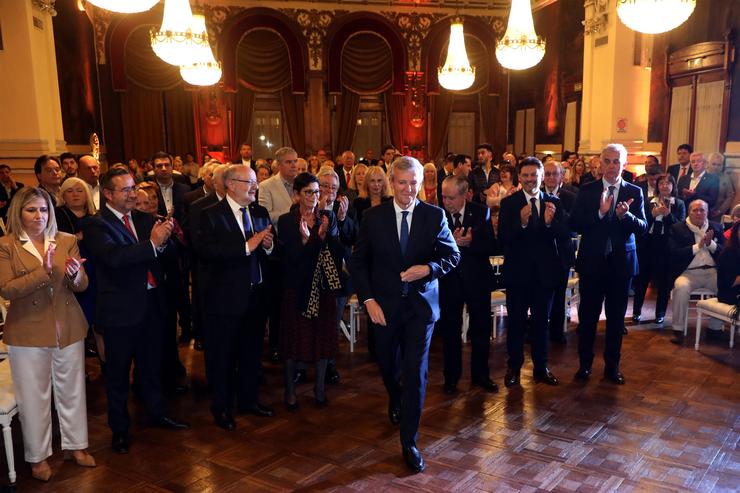 O presidente da Xunta, Alfonso Rueda, durante a súa participación na celebración do 170 aniversario do Club Español e do 15 aniversario de Ospaña, en Buenos Aires. XUNTA / Europa Press