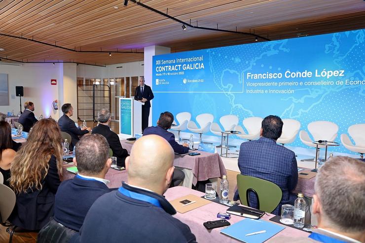 O vicepresidente primeiro da Xunta, Francisco Conde, na XII Semana Internacional Contract.. XUNTA / Europa Press
