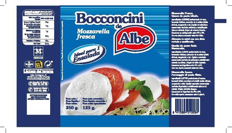 Sanidade alerta sobre a presenza de toxina estafilocócica en mozzarella fresca da marca Bocconcini de Albe.. SANIDADE / Europa Press