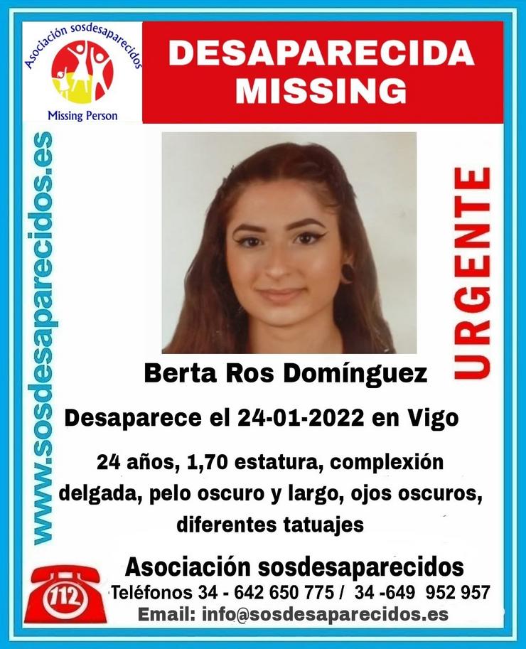 Imaxe da moza desaparecida en Vigo.. SOS DESAPARECIDOS