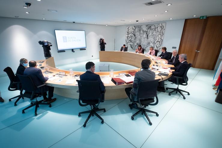 O titular do Goberno galego, Alfonso Rueda, preside a reunión do Consello da Xunta. Edificio Administrativo de San Caetano, Santiago de Compostela, 27/10/22.. XUNTA / Europa Press