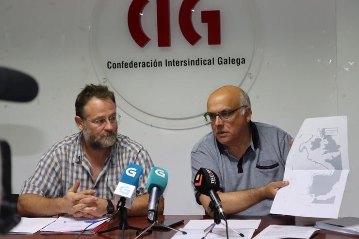 Paulo Carril na rolda de prensa deste martes en Vigo.. CIG 