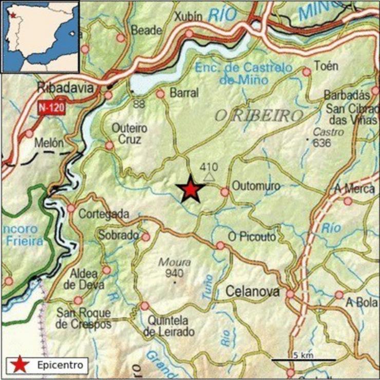 Terremoto de magnitude 1,5 captado en Cartelle /  INSTITUTO XEOGRÁFICO NACIONAL - Europa Press